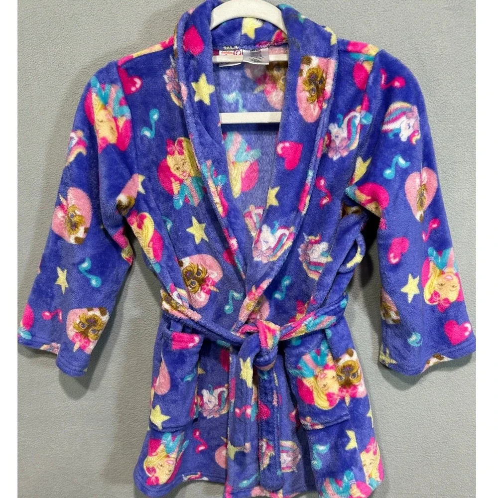 JoJo Siwa Robe and Purse Set Girls 6/6X Purple Unicorn Glitter Ice Cream Cone
